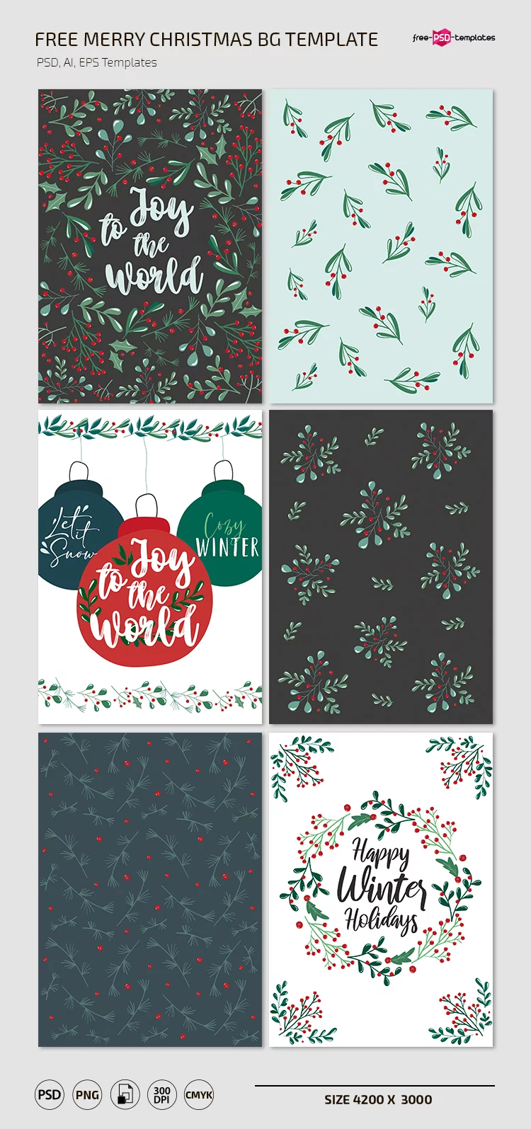 Free Merry Christmas BG Template in PSD + Vector (.ai+.eps)