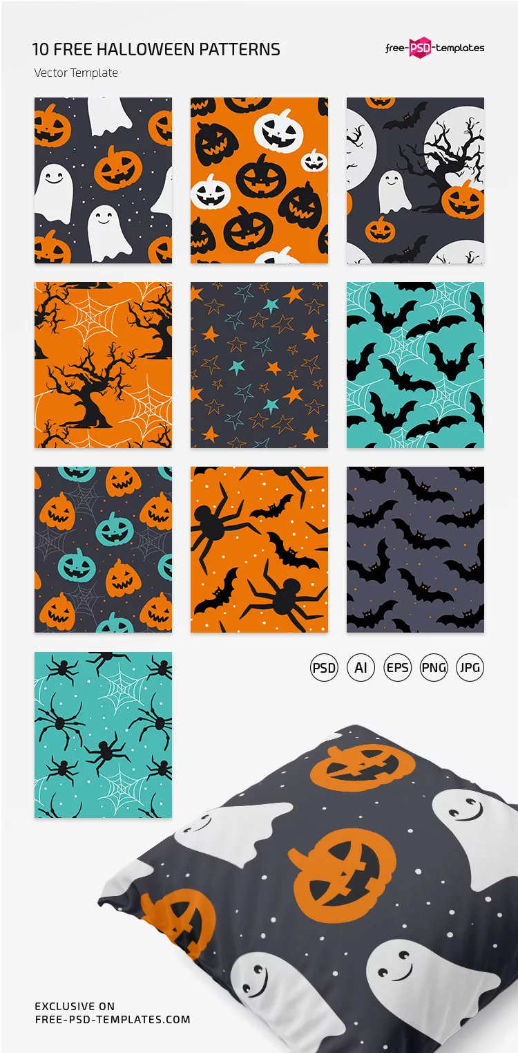 Free Halloween Pattern Set in EPS + PSD