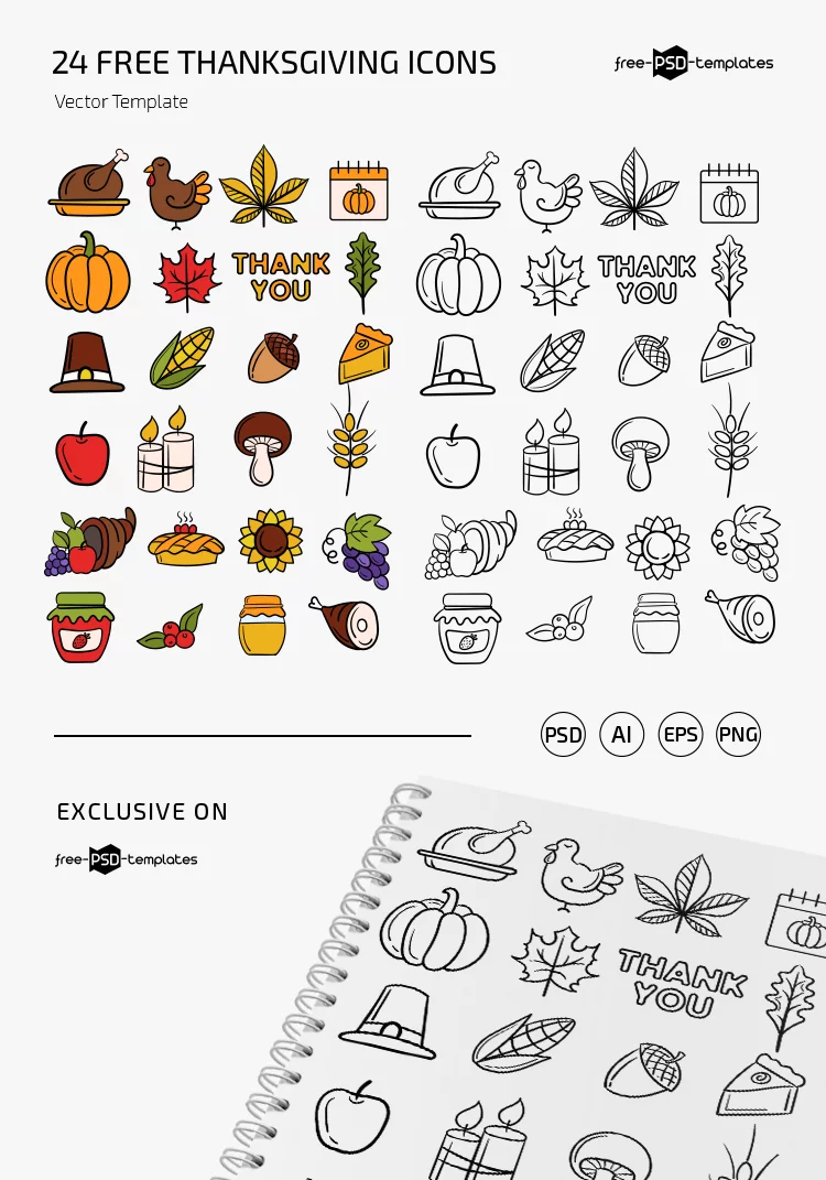 Free Thanksgiving Day Icons Templates in EPS + PSD