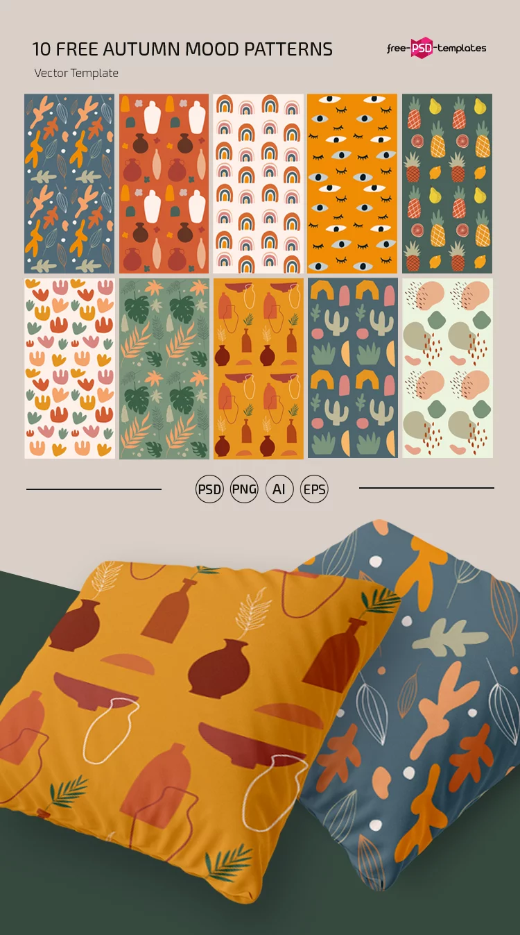 Free Autumn Mood Patterns Template IN PSD + Vector (.ai+.eps)