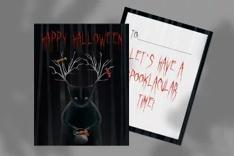 Free Happy Halloween Postcard Template in PSD
