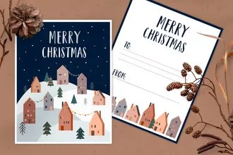 Free Christmas Postcard Template in PSD + Vector (.ai+.eps)