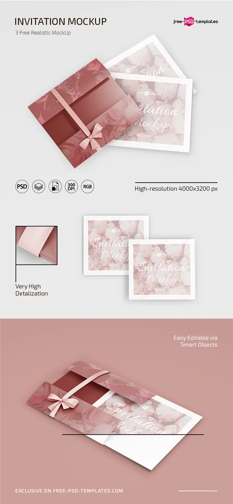 Free PSD Invitation Mockup Template