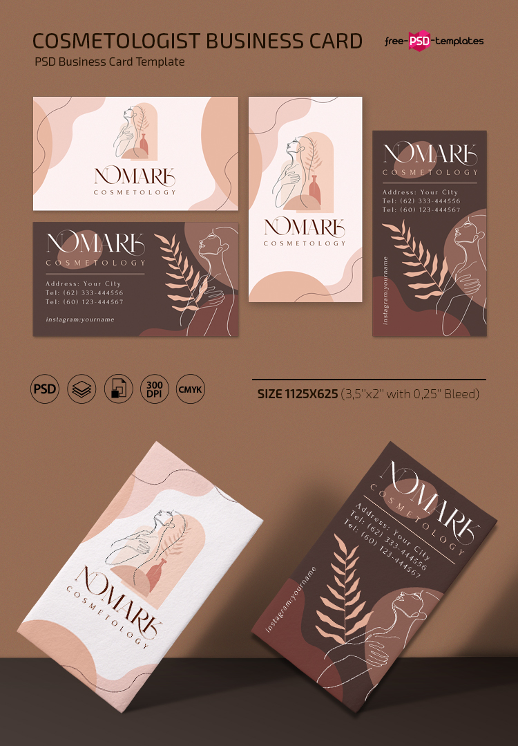 Free Cosmetologist Business card Template in PSD Free PSD Templates