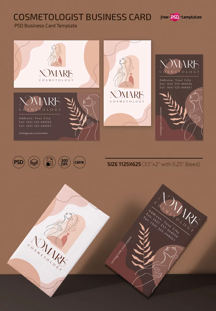 Free Cosmetologist Business card Template in PSD