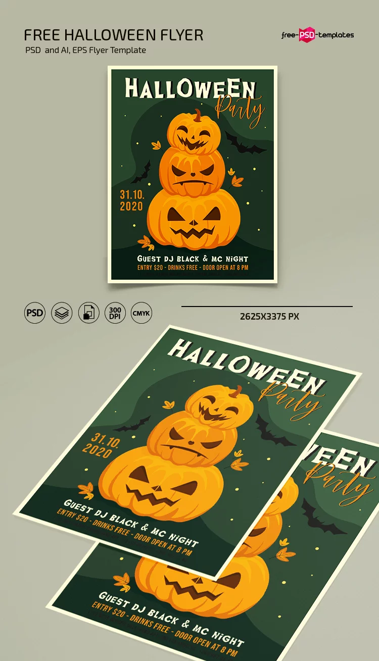 Free Halloween Flyer Template in PSD + Vector (.ai+.eps)