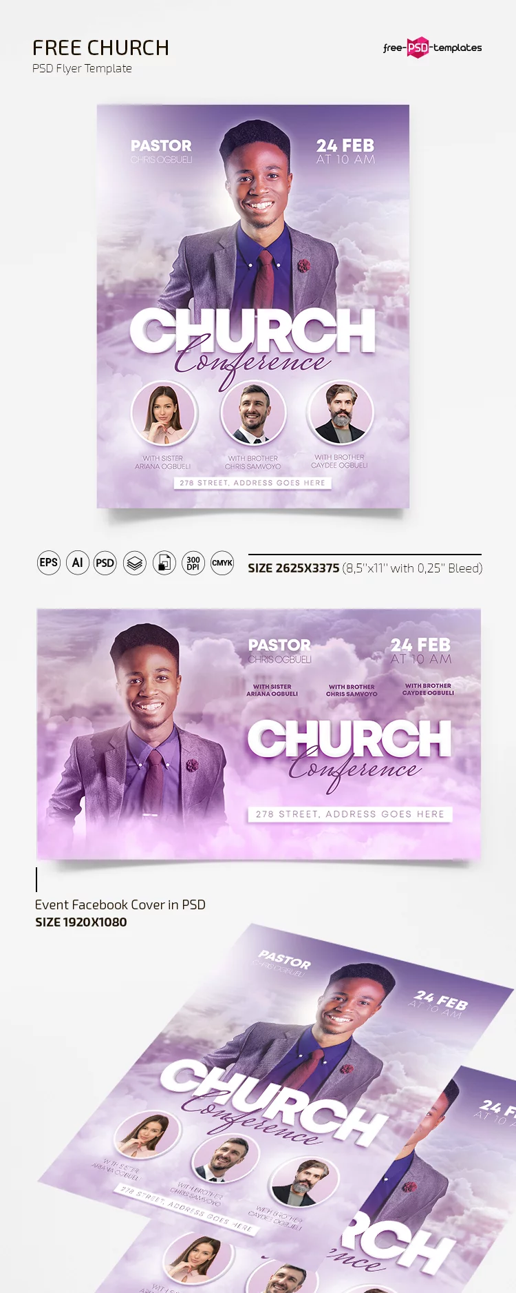 Free Church Flyer Templates in PSD + Vector (.ai+.eps)