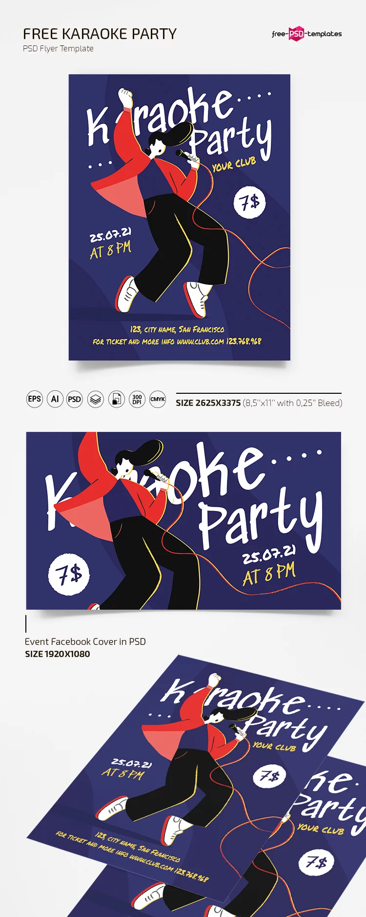 Free Karaoke Party Flyer Templates in PSD + Vector (.ai+.eps)