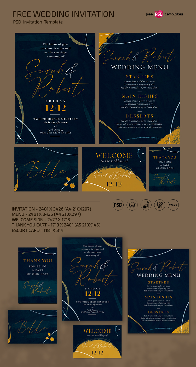 Free Wedding Invitation Template In PSD Free PSD Templates