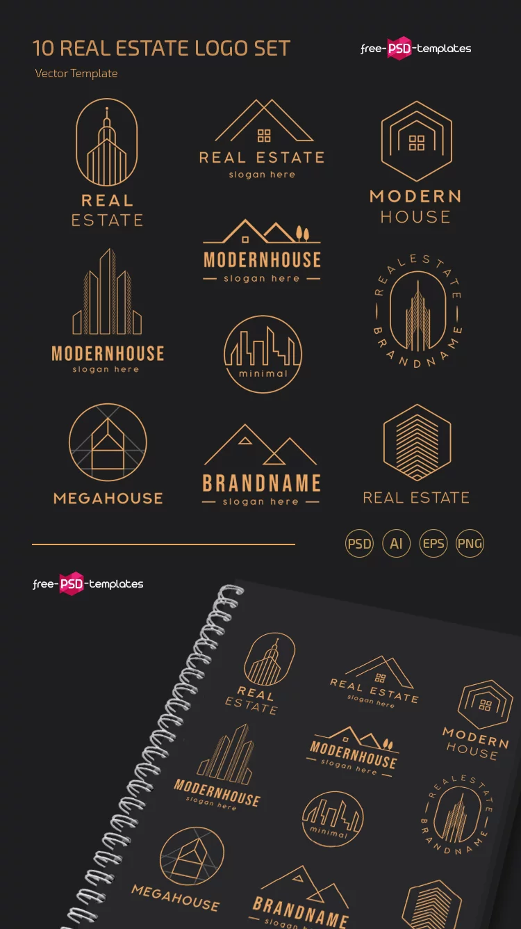 Free Real Estate Logo set Template in PSD + Vector (.ai+.eps)