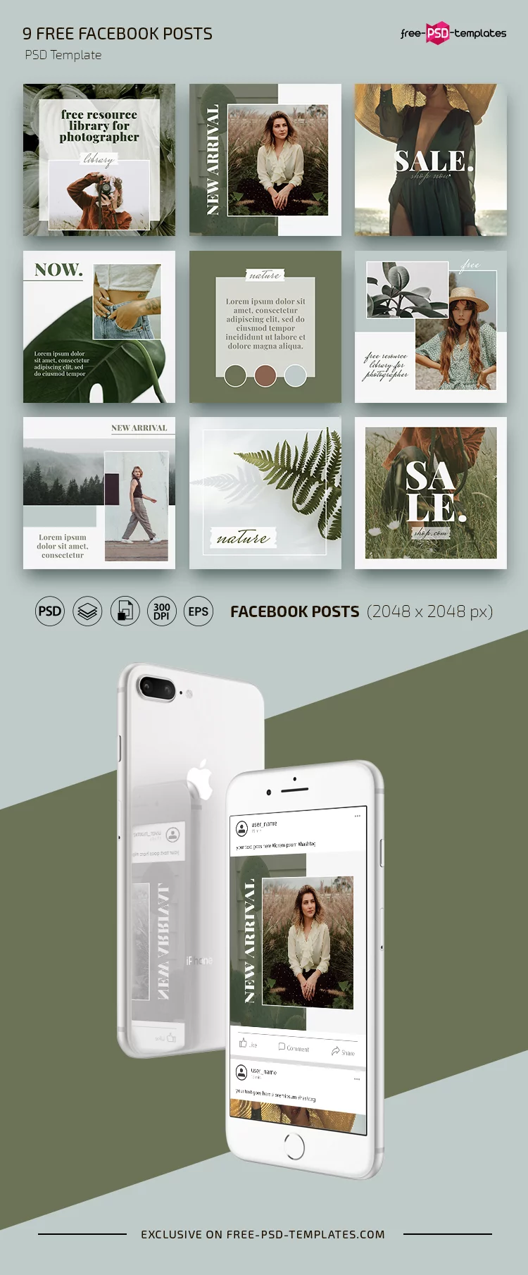 Free Facebook Posts Set Templates in PSD + Vector (.ai+.eps)