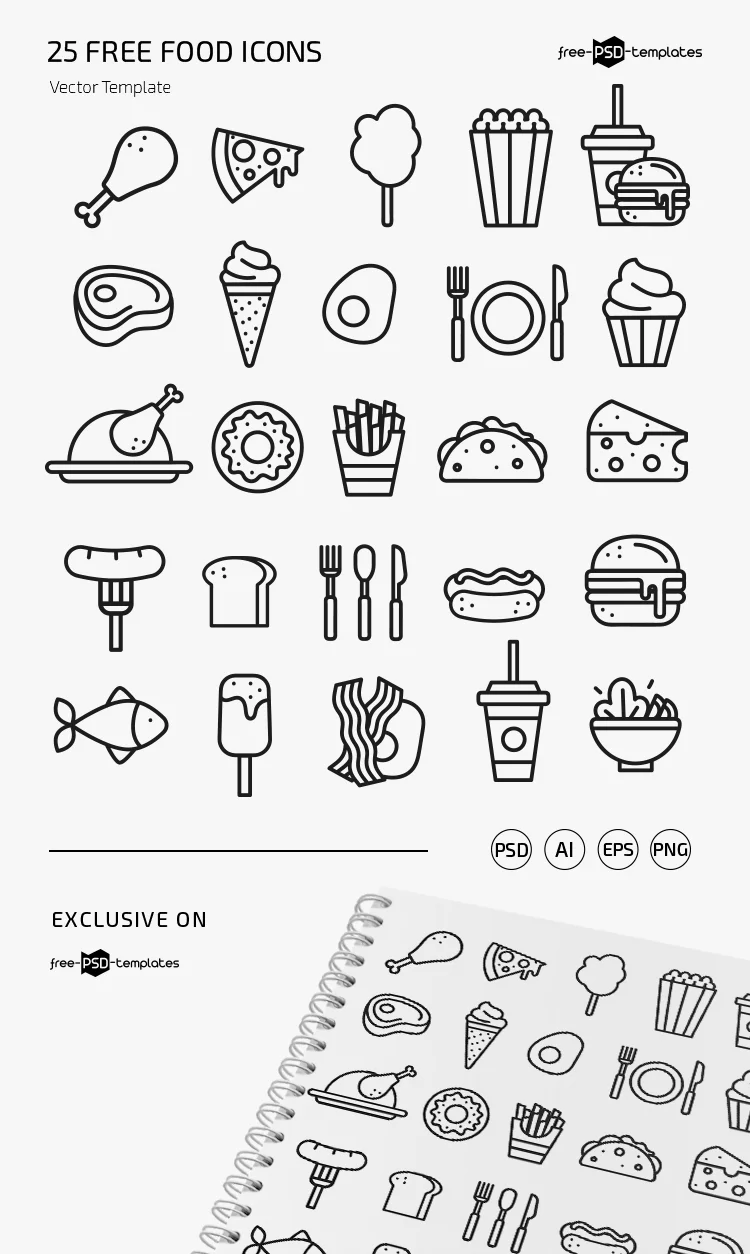 Free Food Icons Templates in EPS + PSD