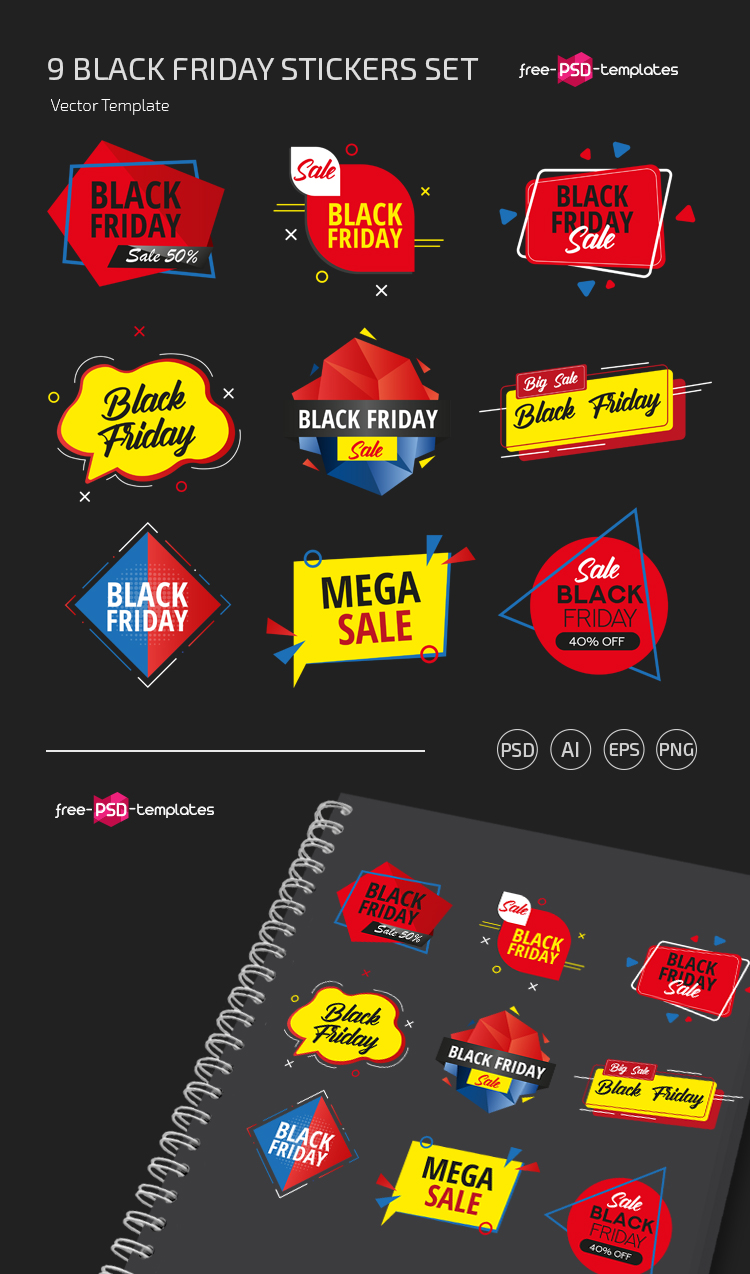 Free Black Friday Stickers Set Template In Psd Vector Ai Eps Free Psd Templates