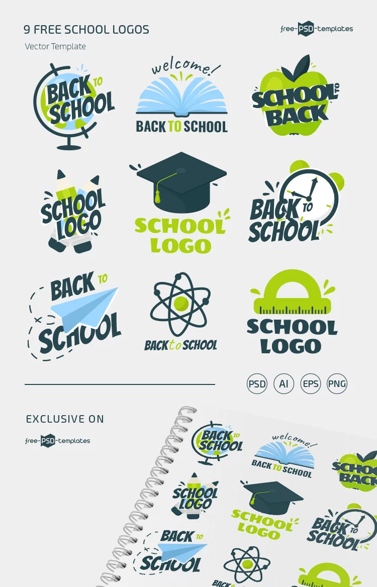 Free School Logos Templates in EPS + PSD