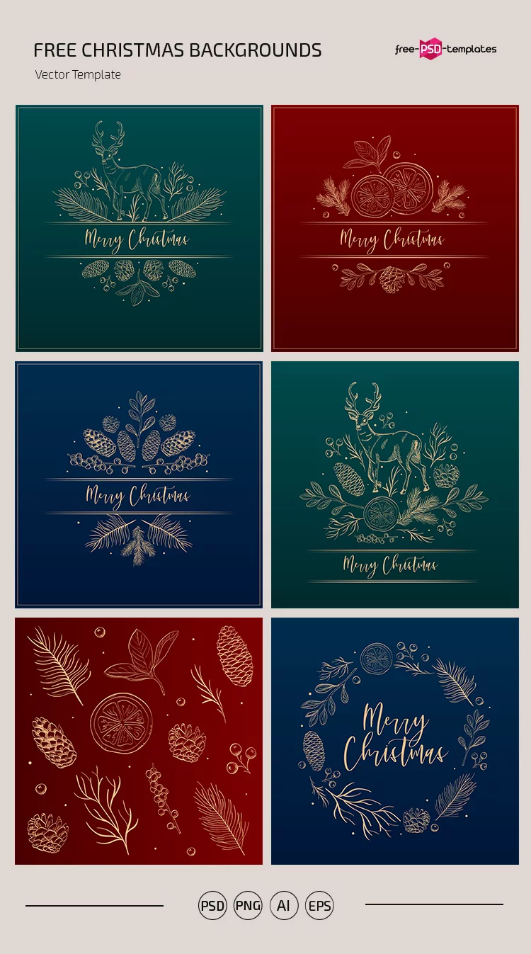 Free Christmas Background Template in PSD + Vector (.ai+.eps)