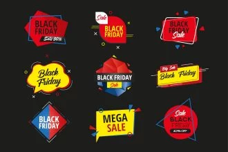 Free black Friday stickers set Template in PSD + Vector (.ai+.eps)