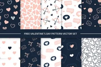 Free Valentine’s Day Pattern Set in EPS + PSD