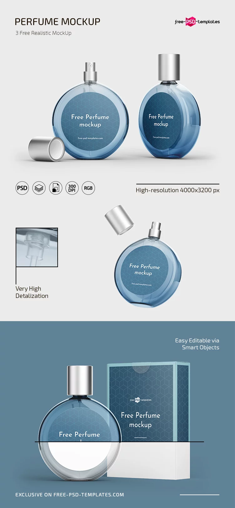 Free Perfume Mockup Template in PSD