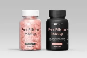 Free Pills Jar Mockup Template in PSD
