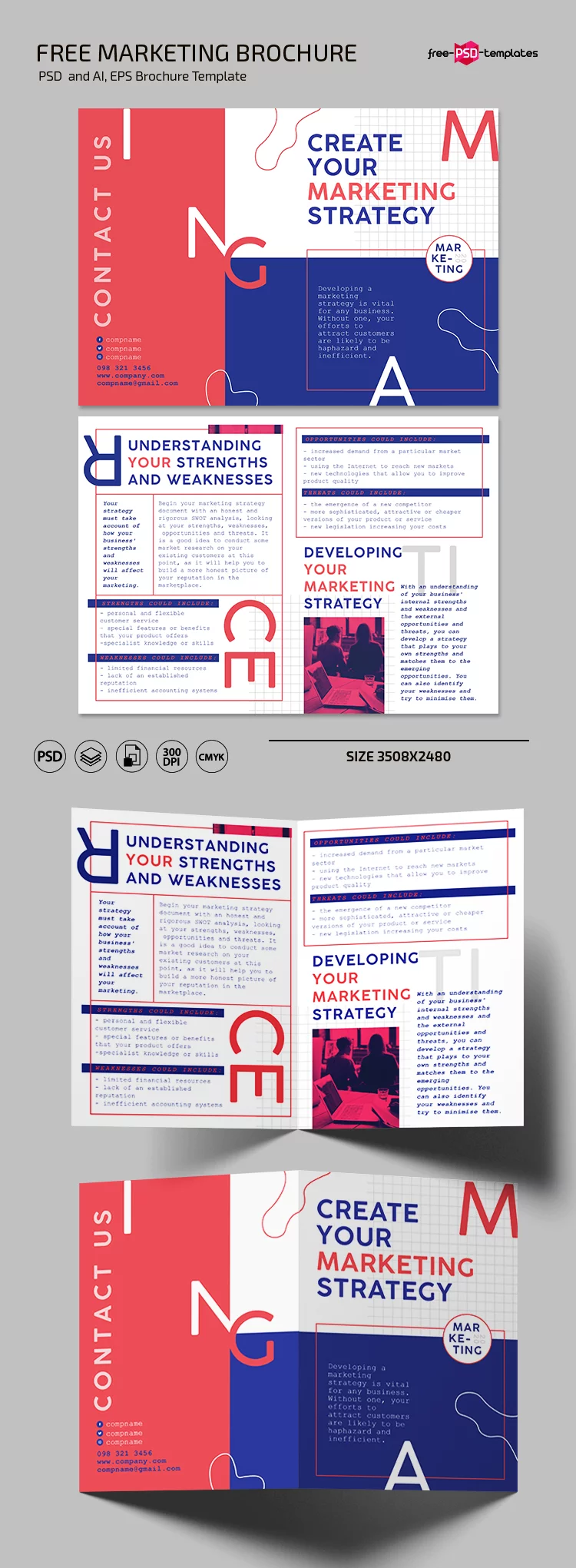 Free Marketing Brochure Template in PSD + Vector (.ai, .eps)