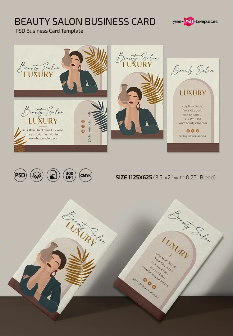 Free Beauty Salon business card Template in PSD