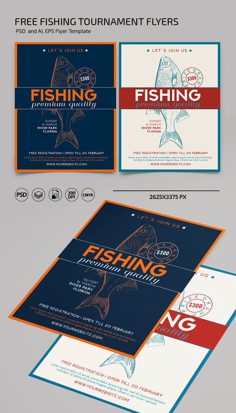 Free Fishing Tournament Flyer Template In PSD Vector ai eps 