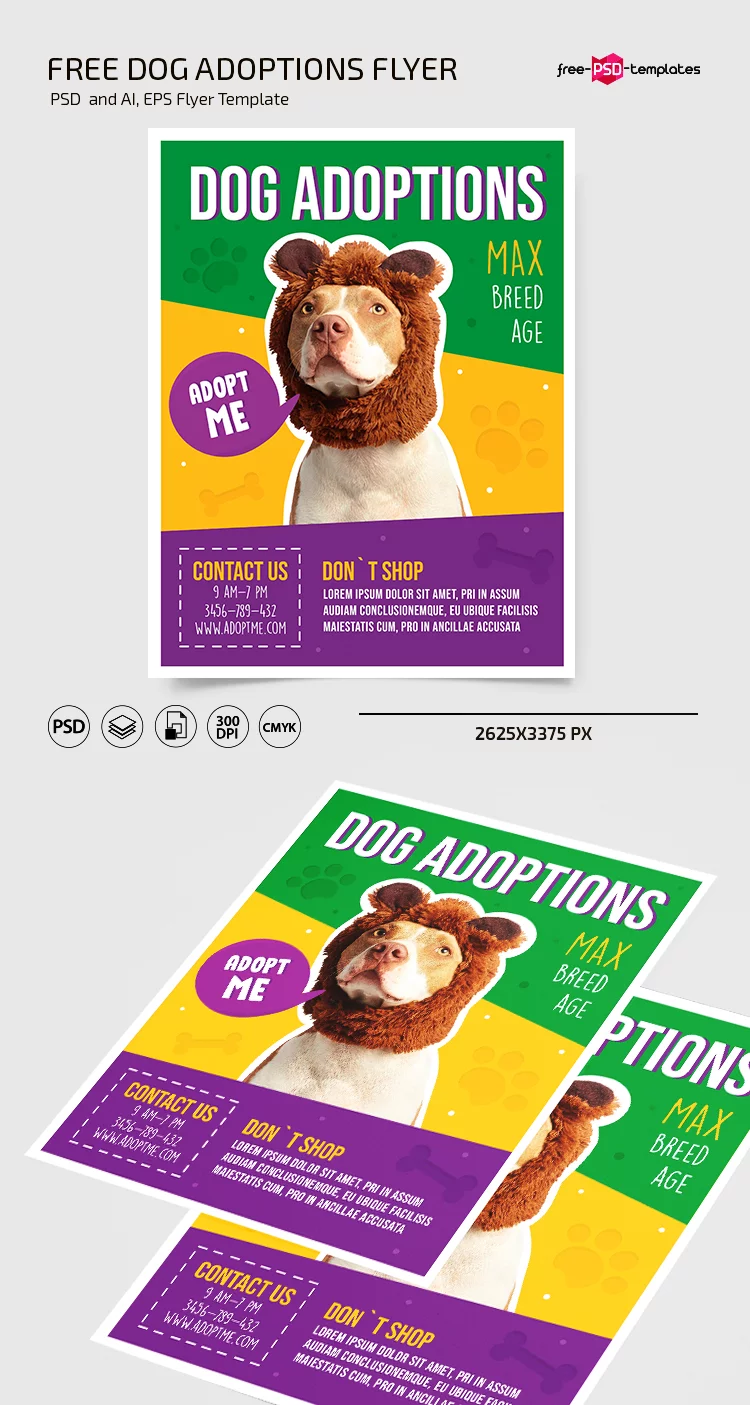 Free Dog Adoptions Flyer Template in PSD + Vector (.ai, .eps)
