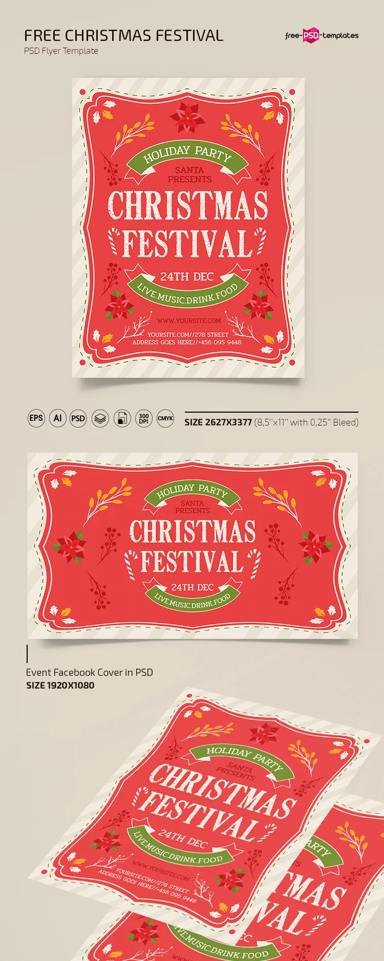 Free Christmas Festival Flyer Templates in PSD + Vector (.ai+.eps)