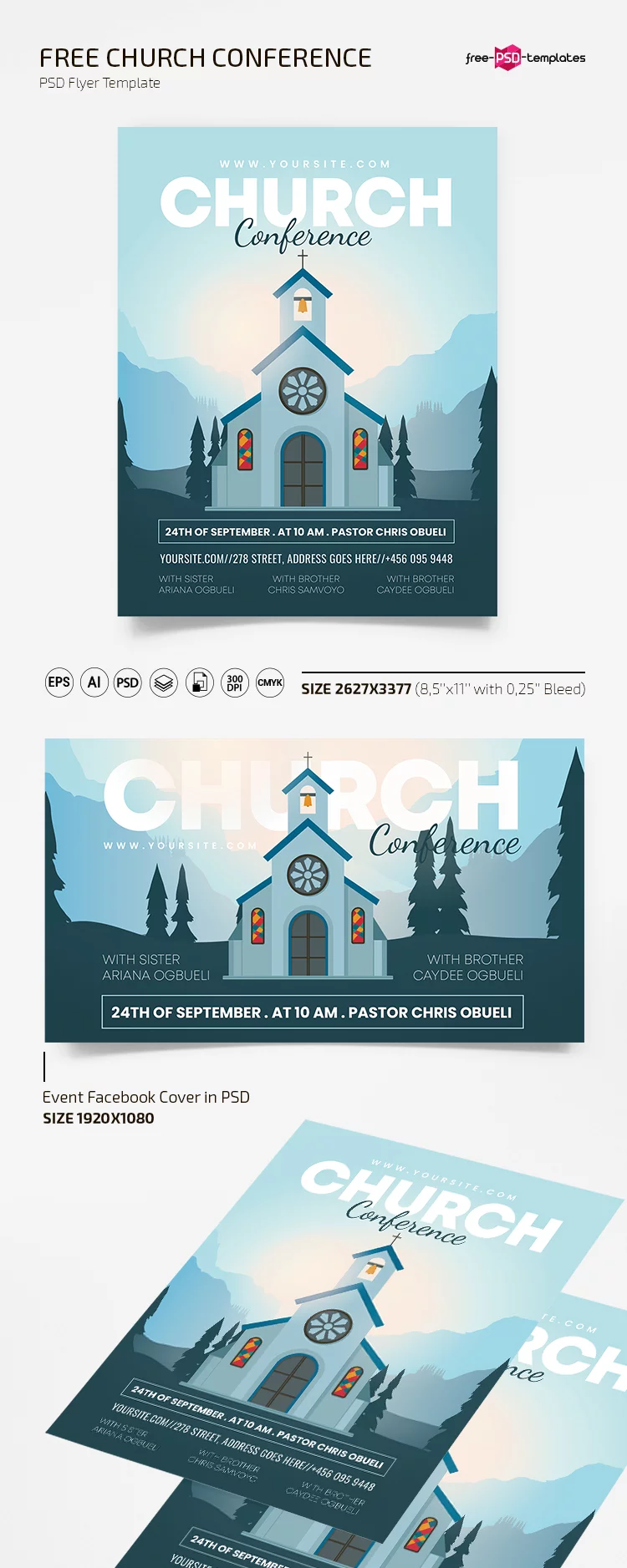 Free Church Conference Flyer Templates in PSD + Vector (.ai+.eps)