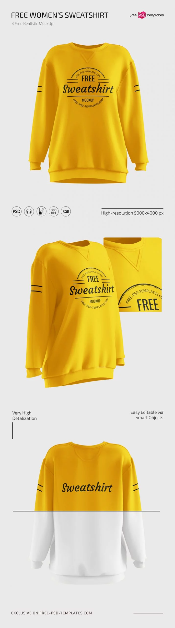 Free Women's Sweatshirt Mockups in PSD – Free PSD Templates