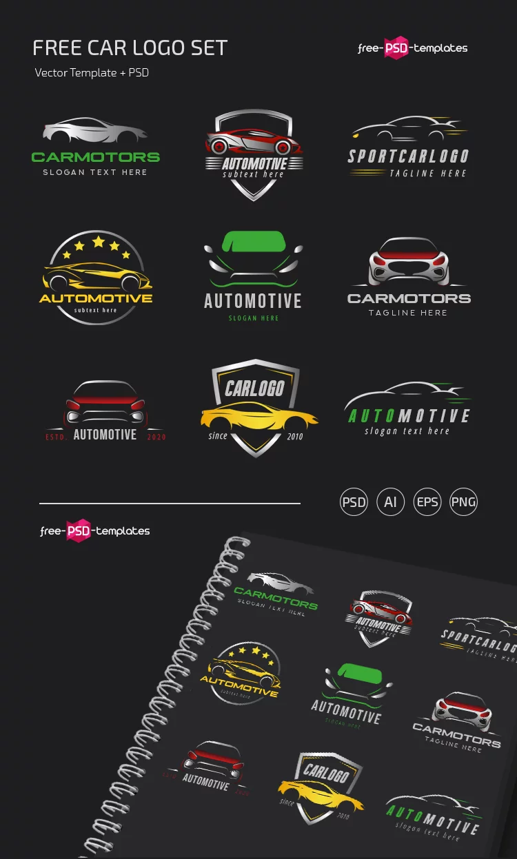 Free Car Logo set Template in PSD + Vector (.ai+.eps)