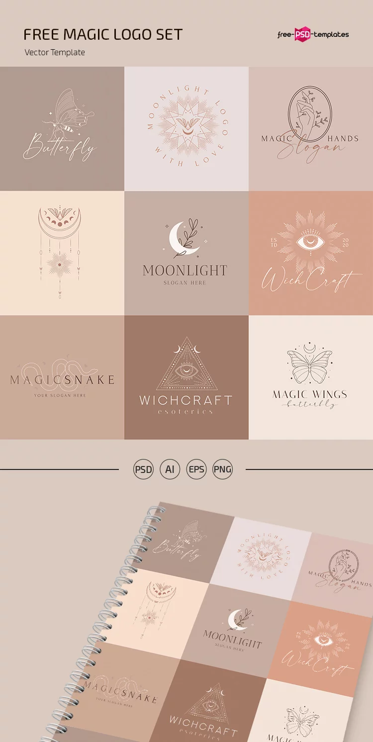 Free Magic Logo Set Template in PSD + Vector (.ai+.eps)