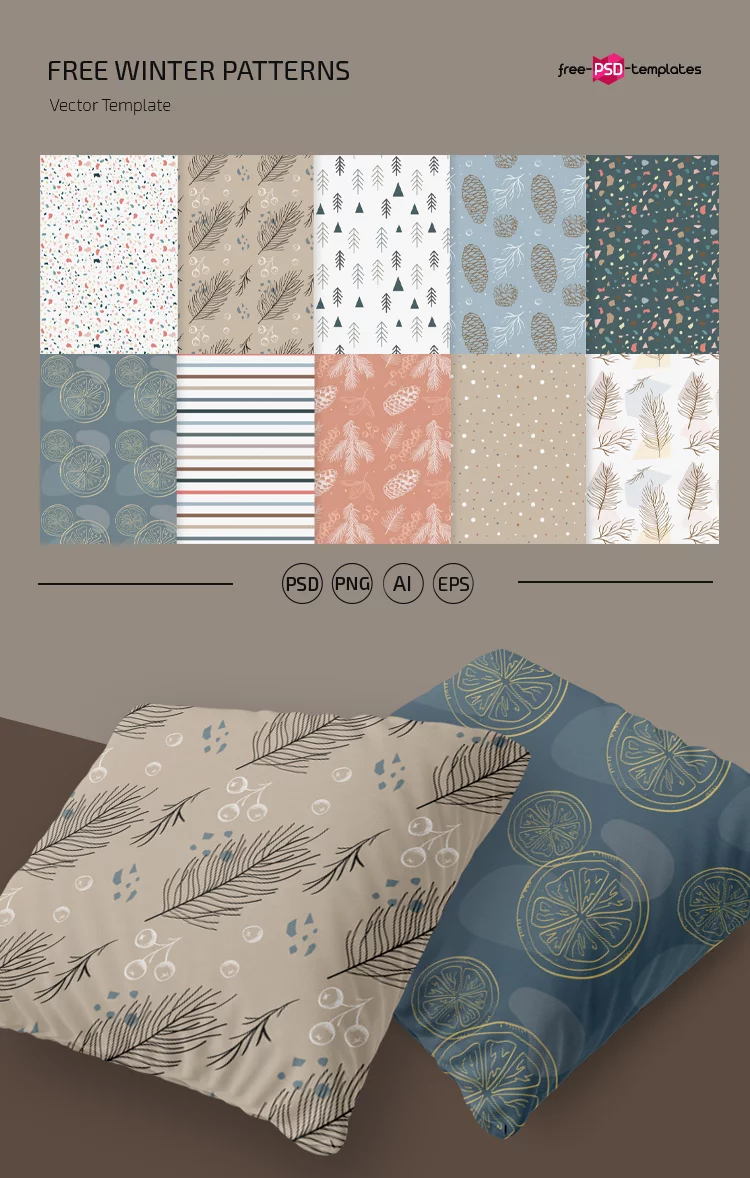 Free Winter patterns Template in PSD + Vector (.ai+.eps)