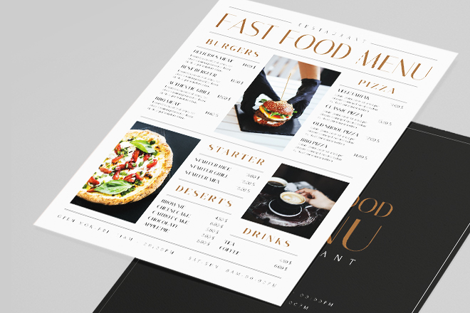 Fast Food Menu Free Poster Template for Photoshop and Illustrator!