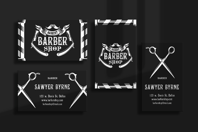 barber business card psd template