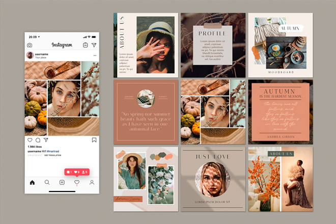 Free Autumn Mood Instagram Posts Template in PSD – Free PSD Templates