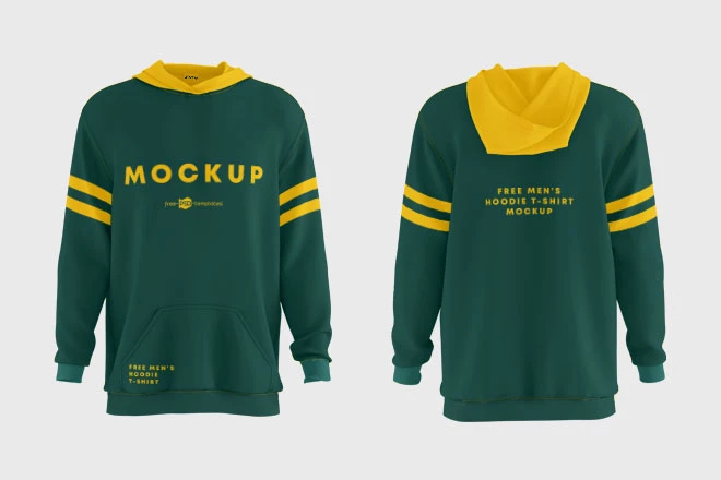 Free Men’s Hoodie T-shirt Mockups in PSD