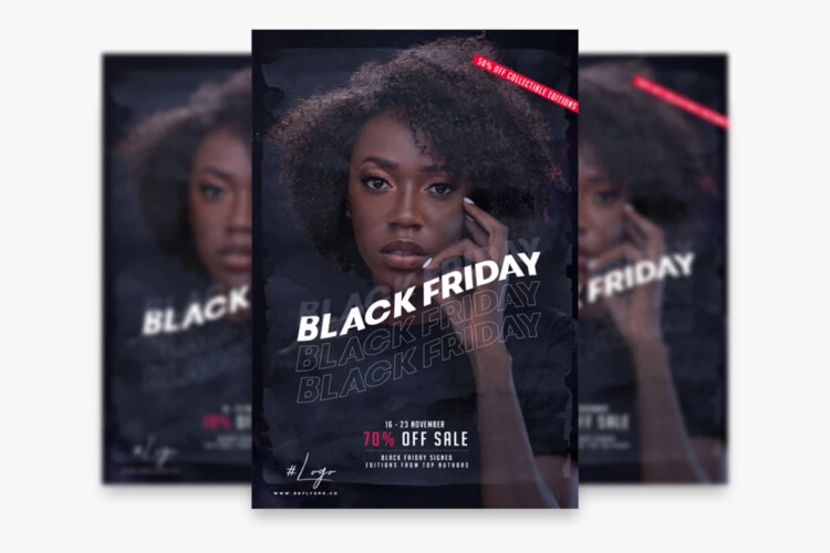 Free Minimalistic Black Friday Flyer Template in PSD