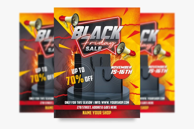 Free Cool Black Friday Sale Flyer PSD Template