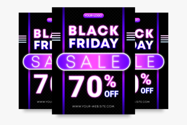 Free Neon Black Friday Sale Flyer Template PSD