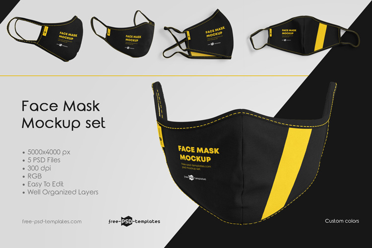 Download Face Mask Mockup Set | Free PSD Templates