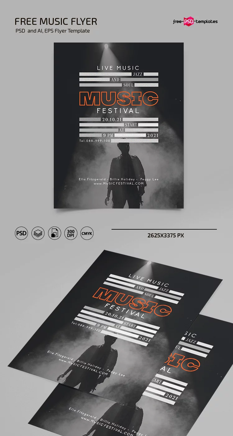 Free Music Flyer Template in PSD + Vector (.ai, .eps)