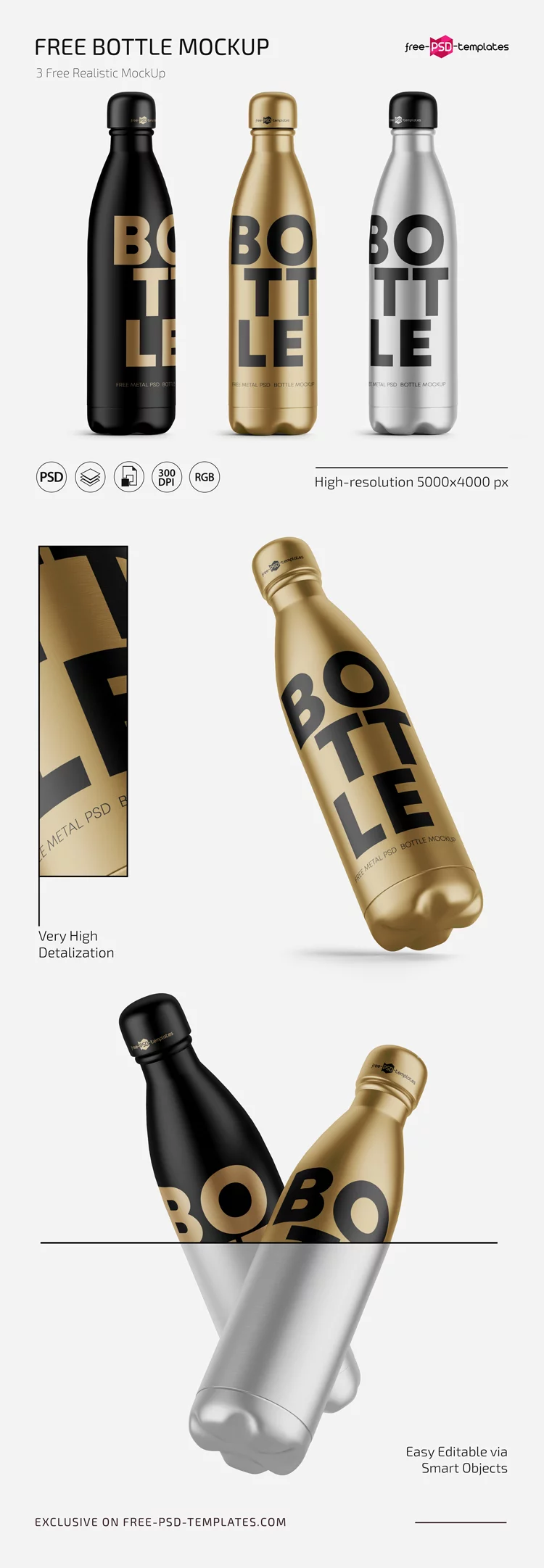 Free Bottle Mockups in PSD