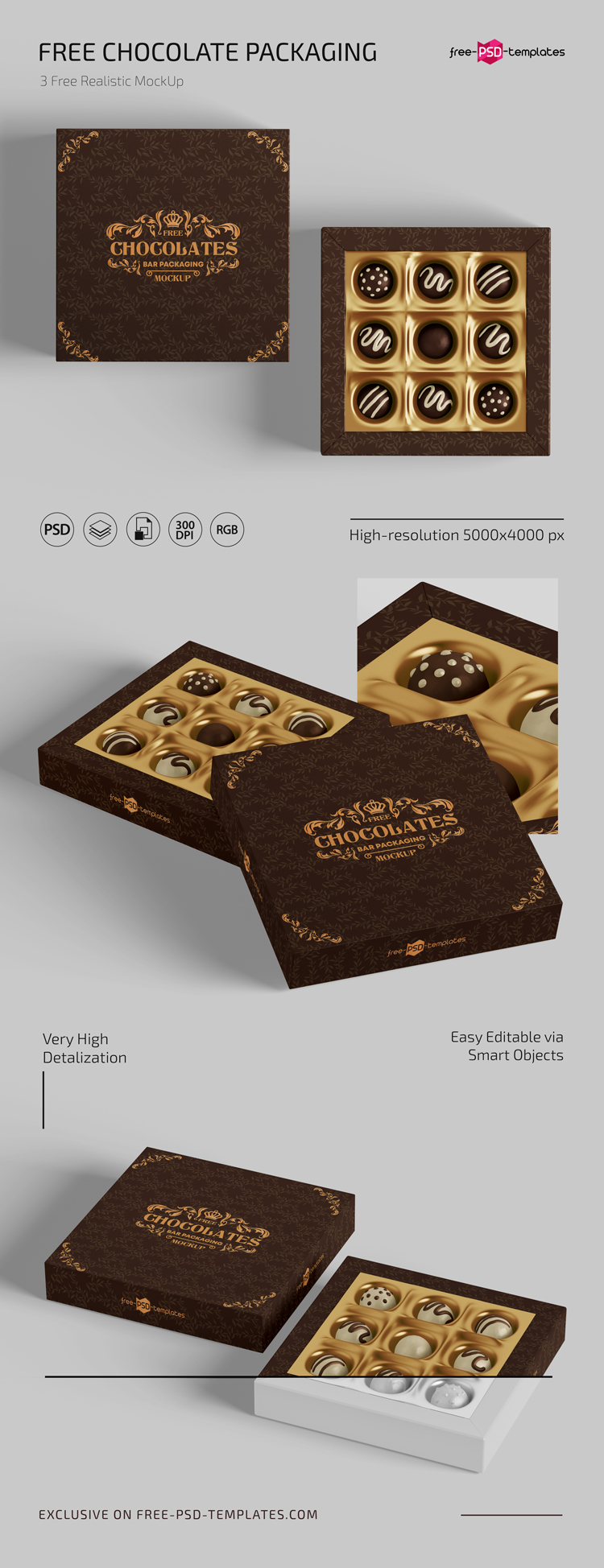Download Free Chocolate Packaging Mockups in PSD | Free PSD Templates