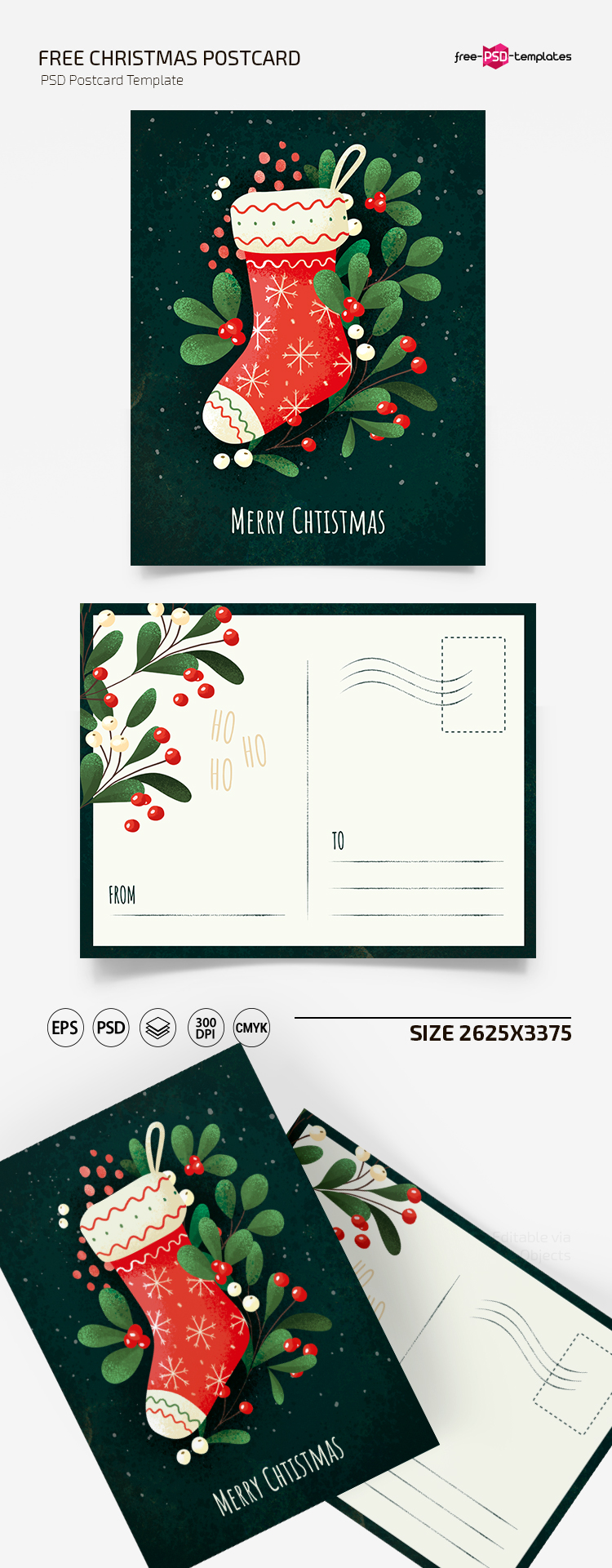 Free Christmas Postcard Templates In PSD EPS Free PSD Templates