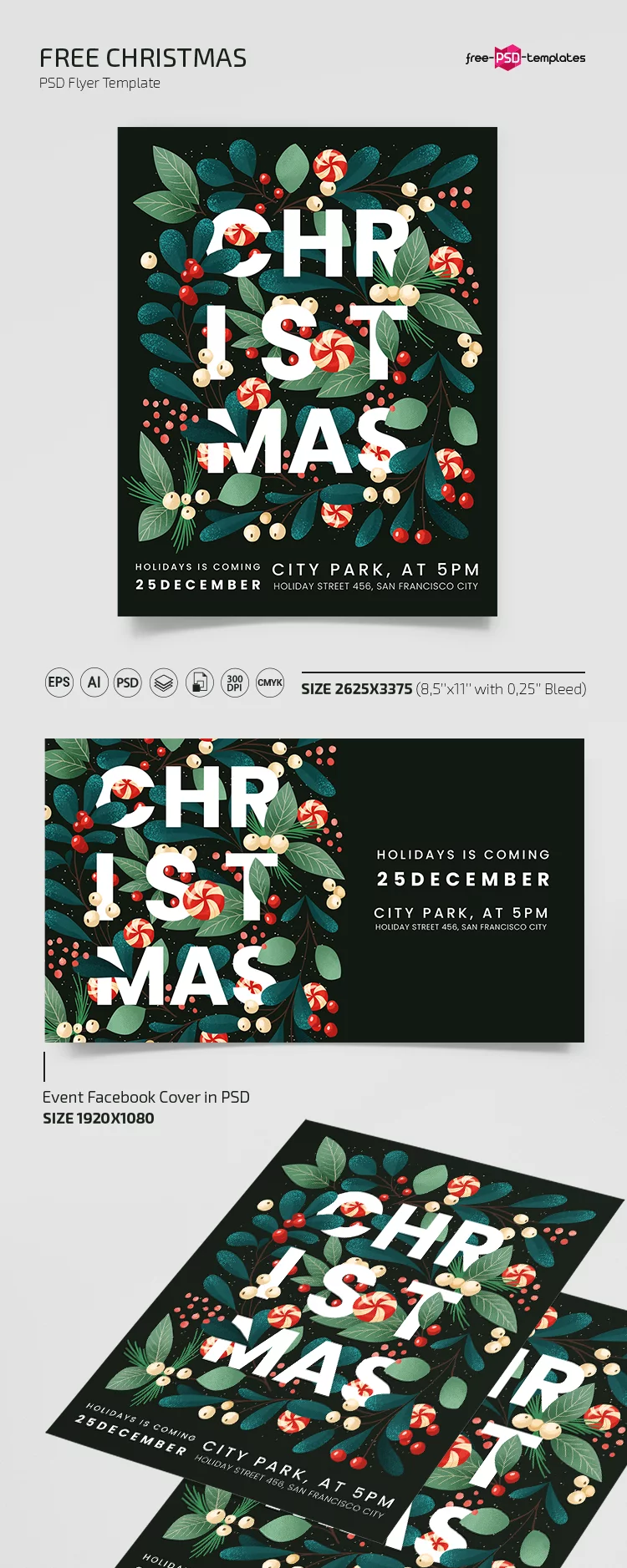 Free Christmas Flyer Templates in PSD + Vector (.ai+.eps)