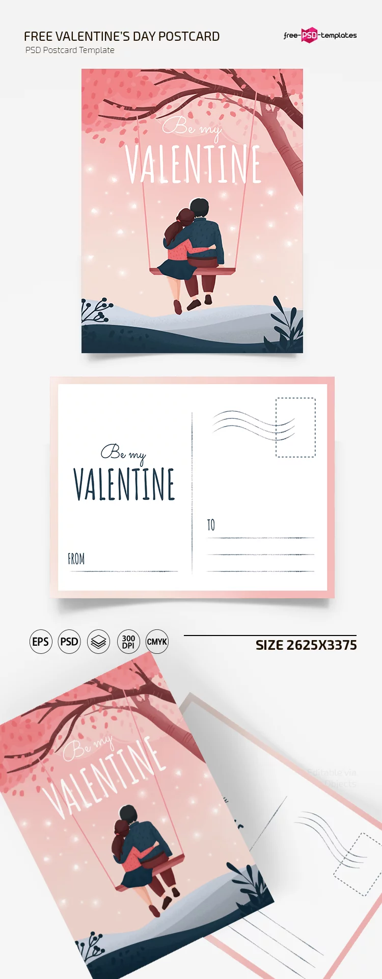 Free Valentine’s Day Postcard Templates in PSD + EPS