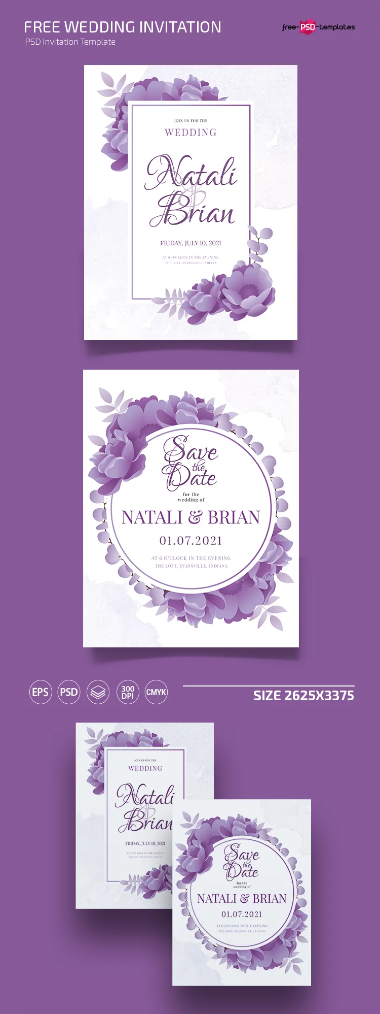 Free Wedding Templates in PSD + Vector (.ai+.eps)