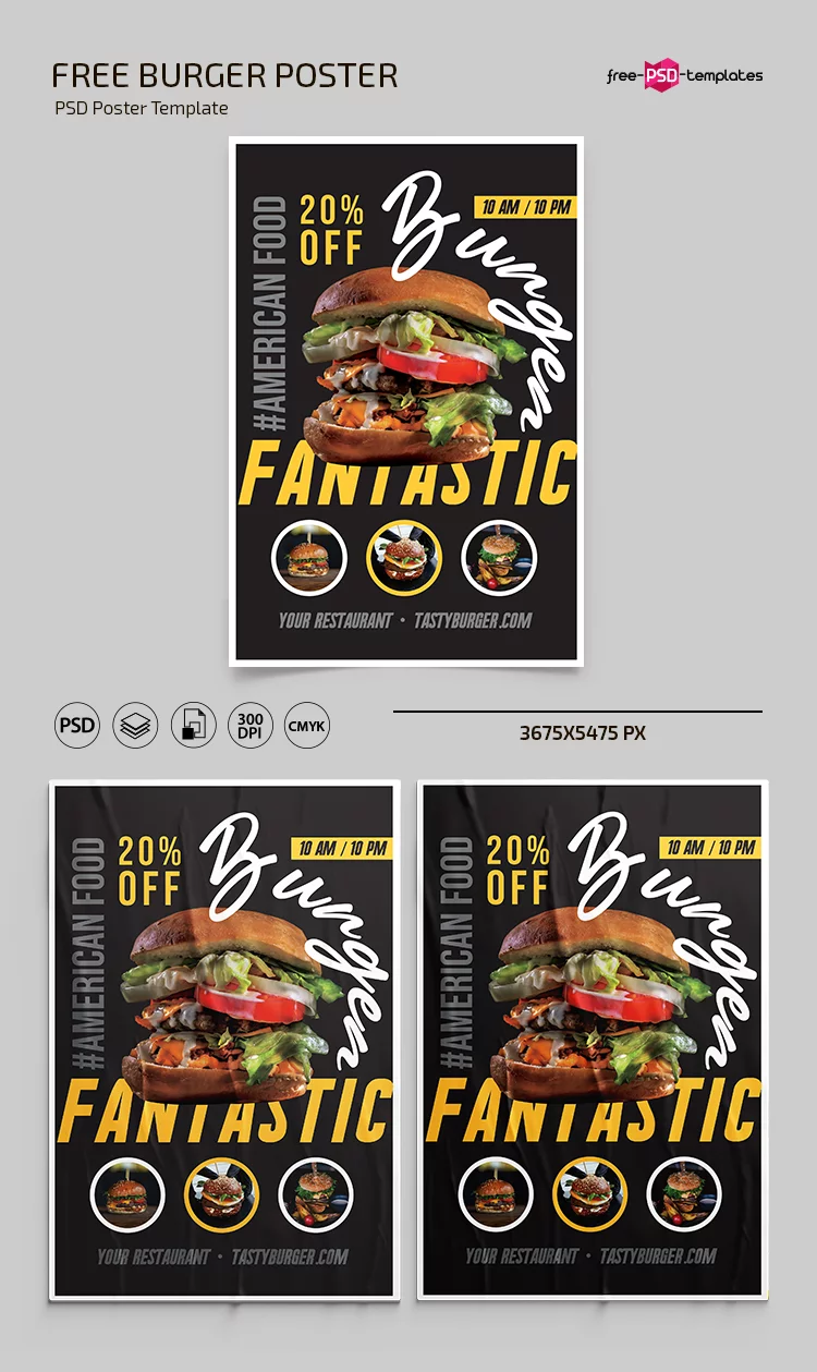 Free Burger poster template in PSD – Free PSD Templates