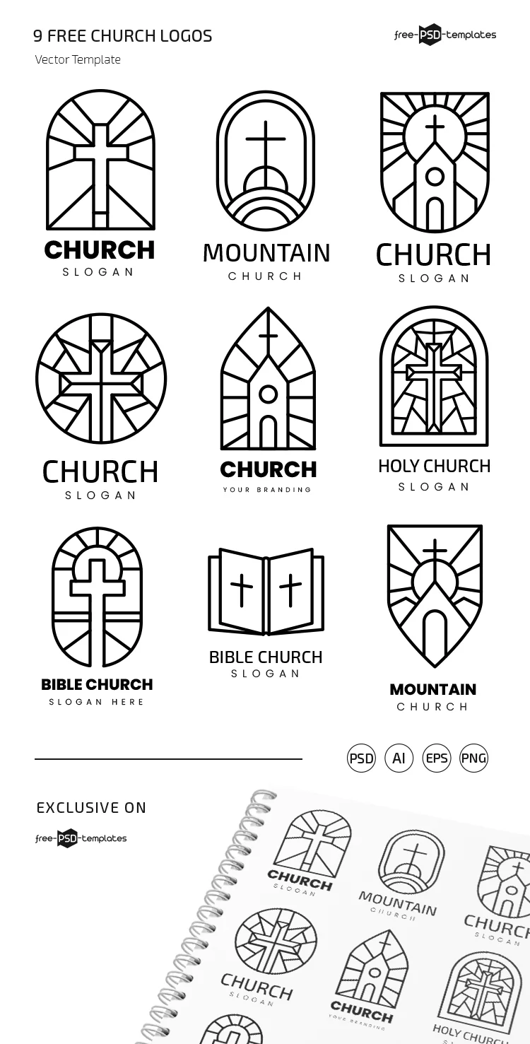 Free Church Logos Templates in EPS + PSD